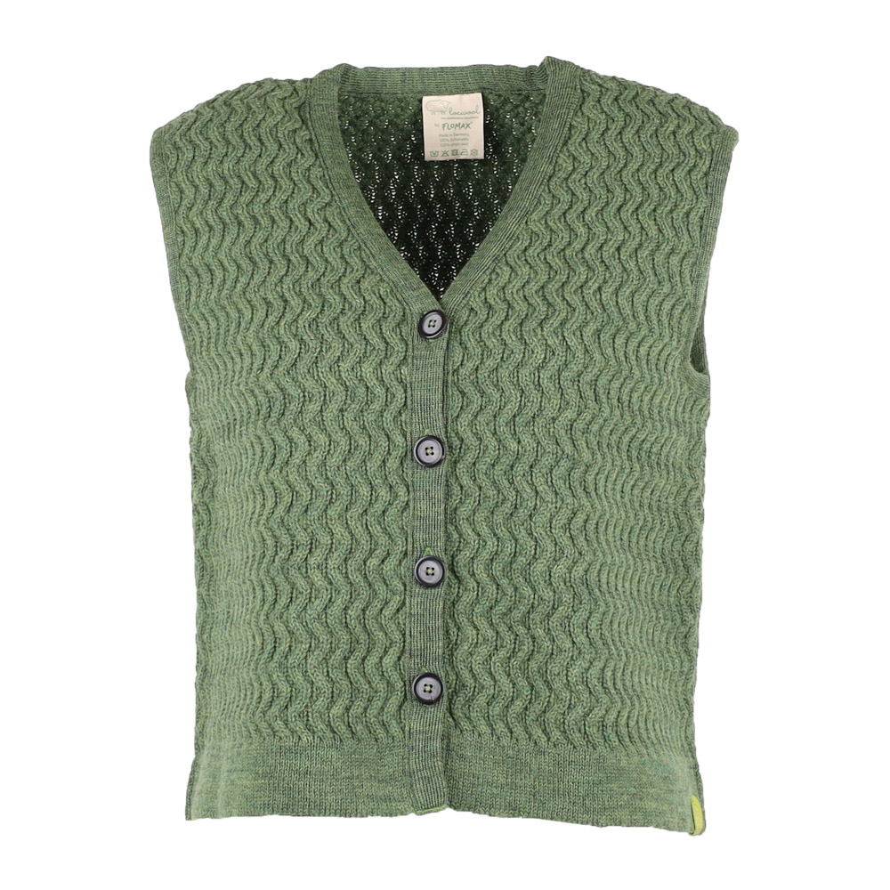 Aran Kurz Weste locwool | thymian