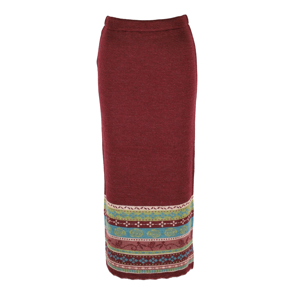 Strickrock lang Rosalia burgunder|rosenholz