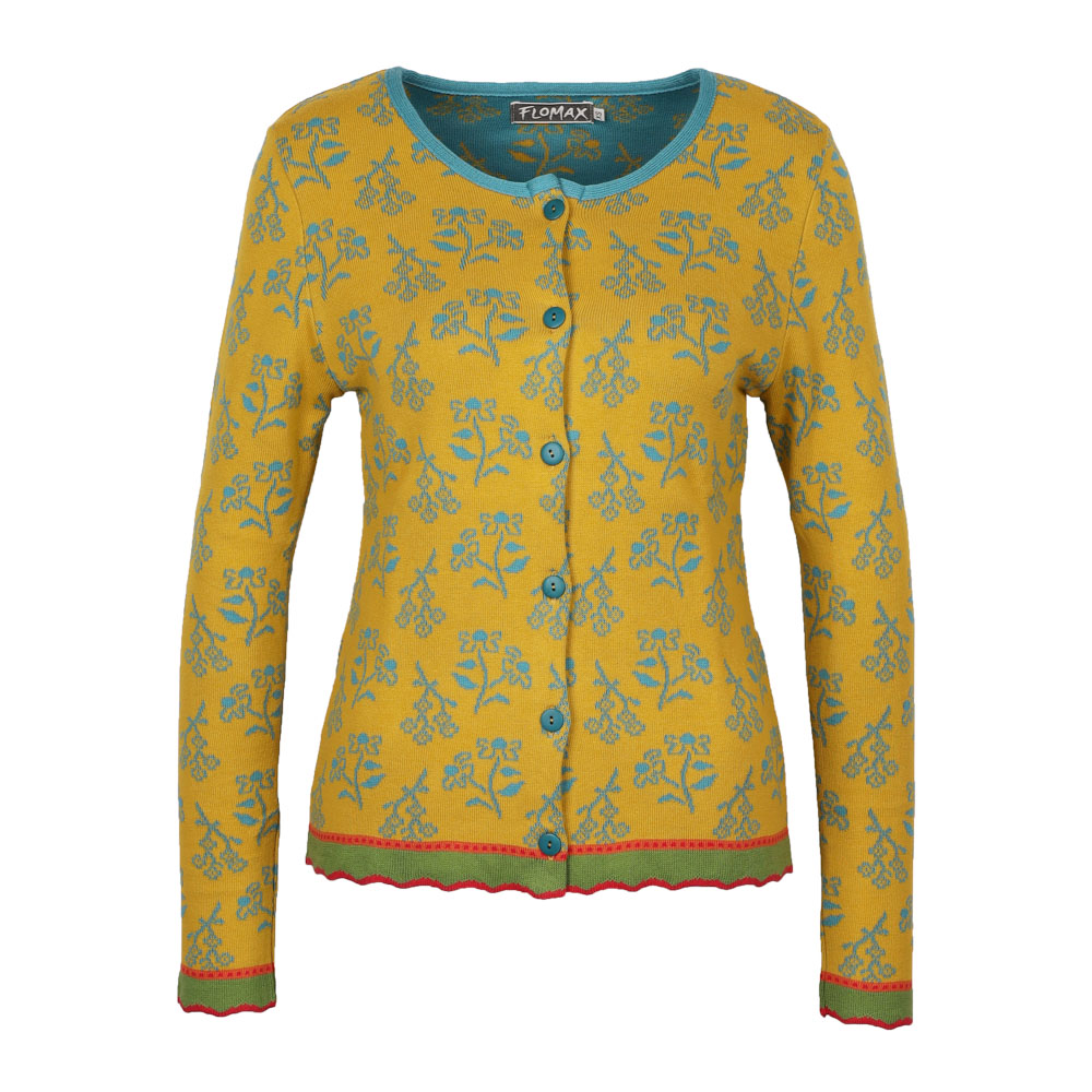 Strickjacke Mara messing|türkis