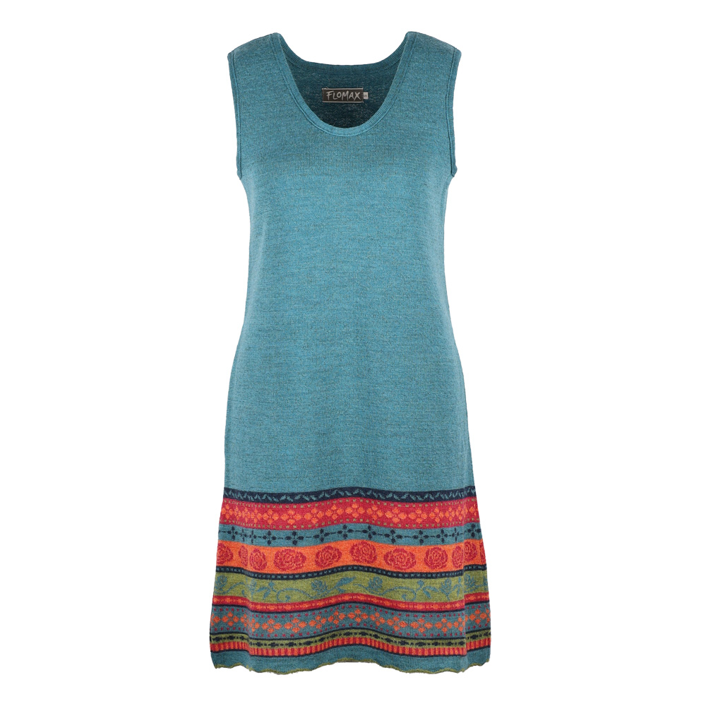 Trägerkleid weit Rosalia türkis|bunt