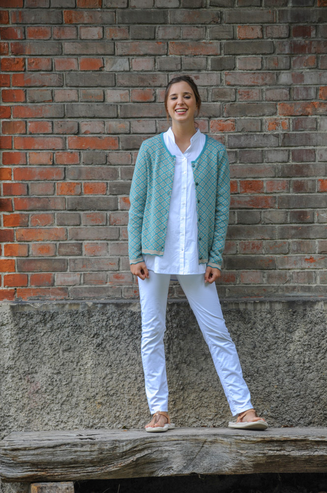 Strickjacke Malibu flax|türkis