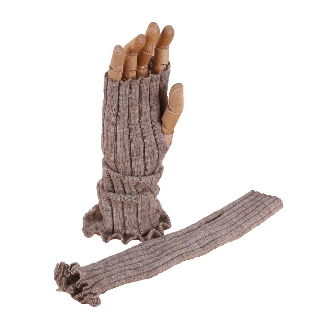 Armstulpen Rippe locwool | birke mel.
