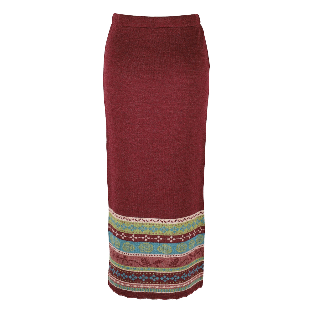 Strickrock lang Rosalia burgunder|rosenholz