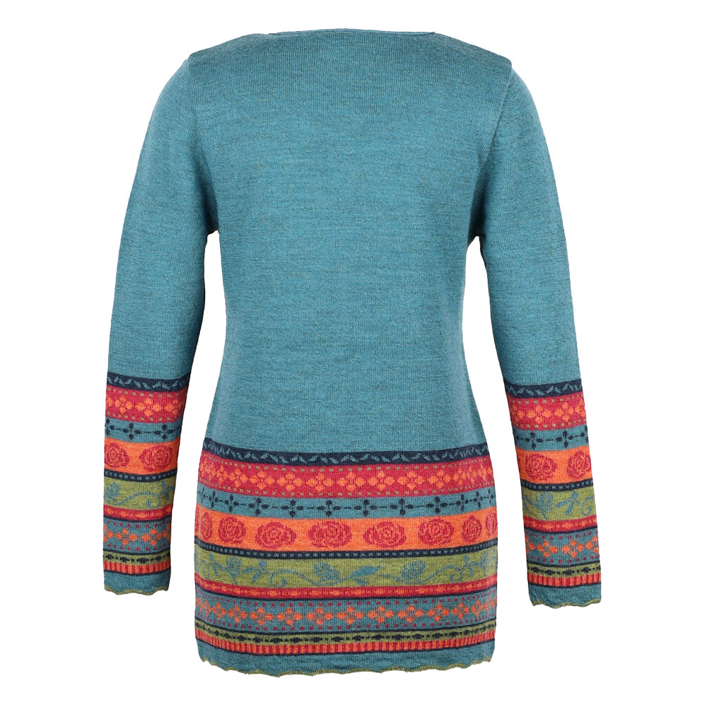 Strickjacke lang V Rosalia türkis|bunt