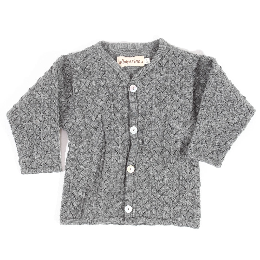 Ajour Strickjacke Baby | grau mel.
