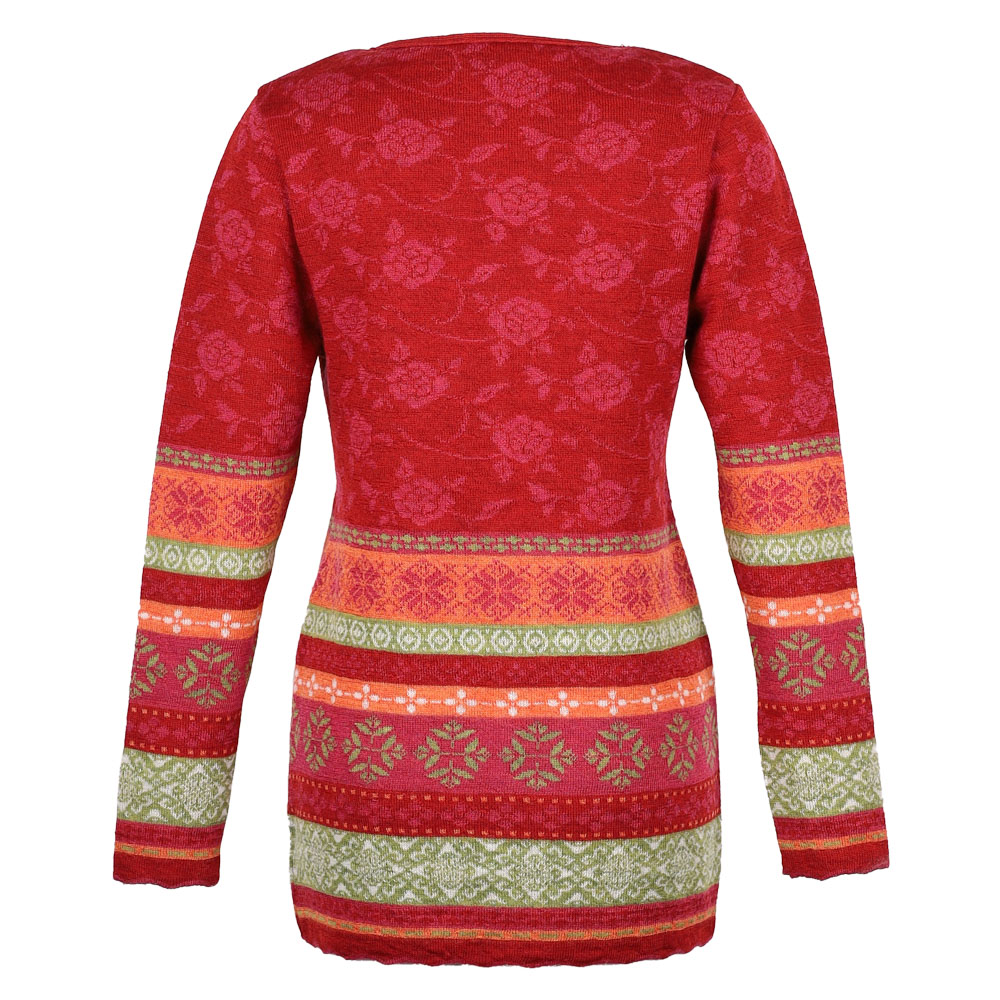 Strickjacke lang V Hedda mohnrot|himbeer