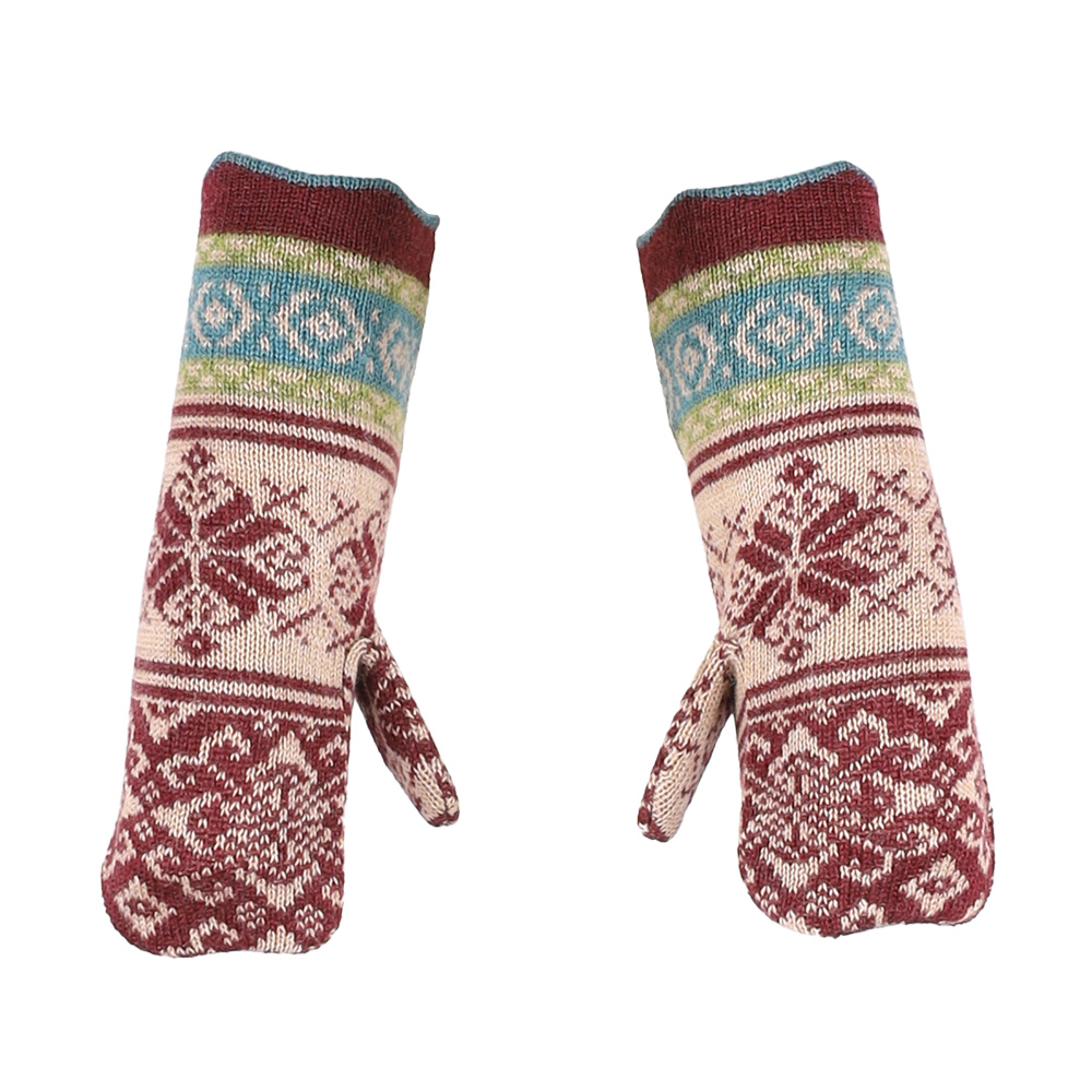 Handschuhe Rikka burgunder|camel