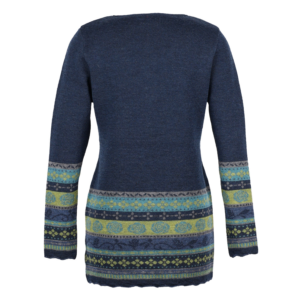 Strickjacke lang V Rosalia nachtblau|jeans