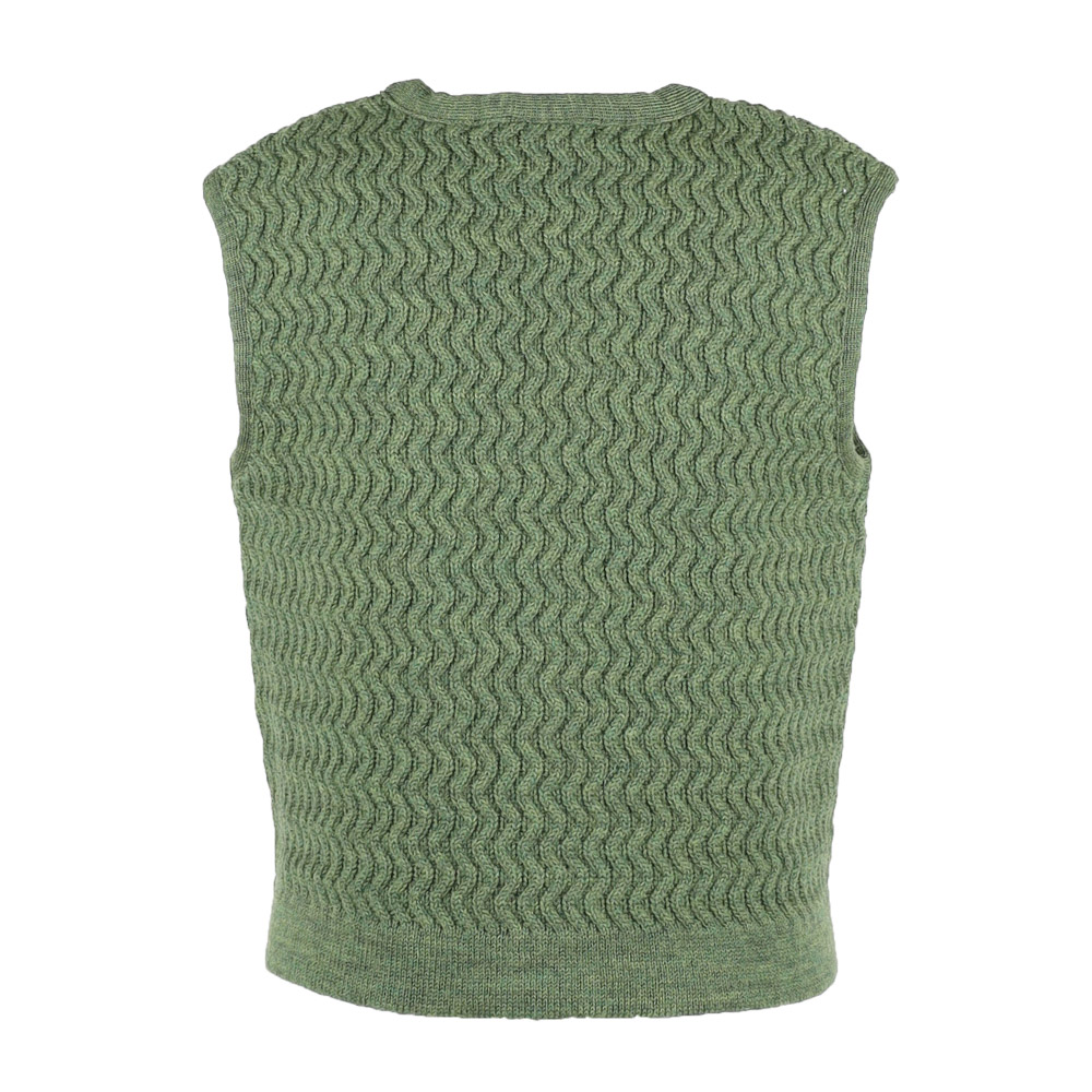 Aran Kurz Weste locwool | thymian