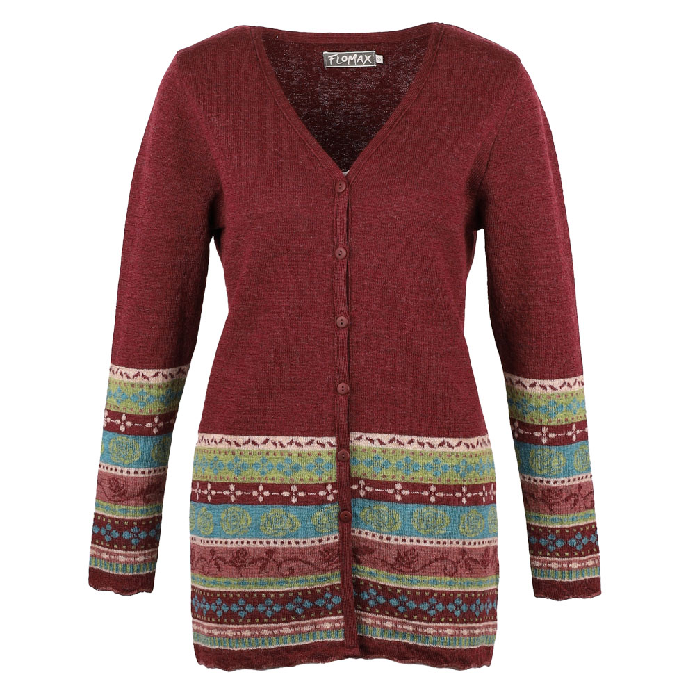 Strickjacke lang V Rosalia burgunder|rosenholz