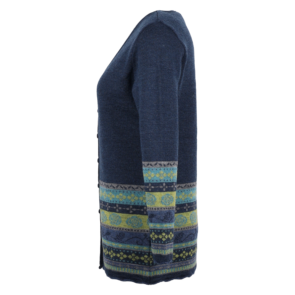 Strickjacke lang V Rosalia nachtblau|jeans