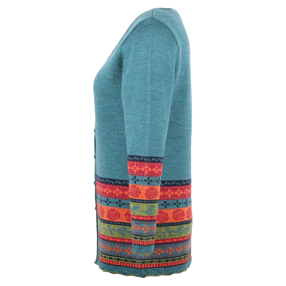 Strickjacke lang V Rosalia türkis|bunt