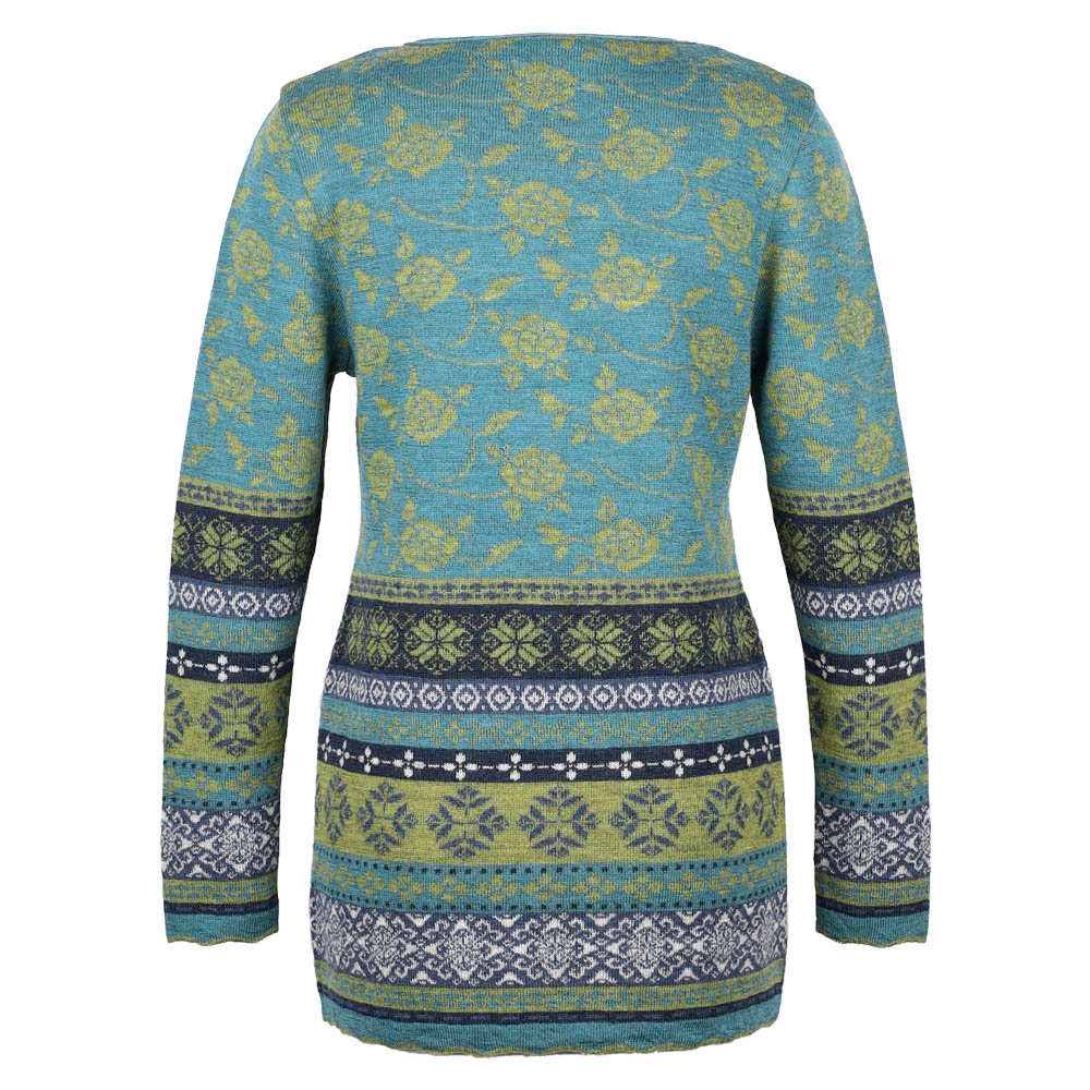 Strickjacke lang V Hedda türkis|farn